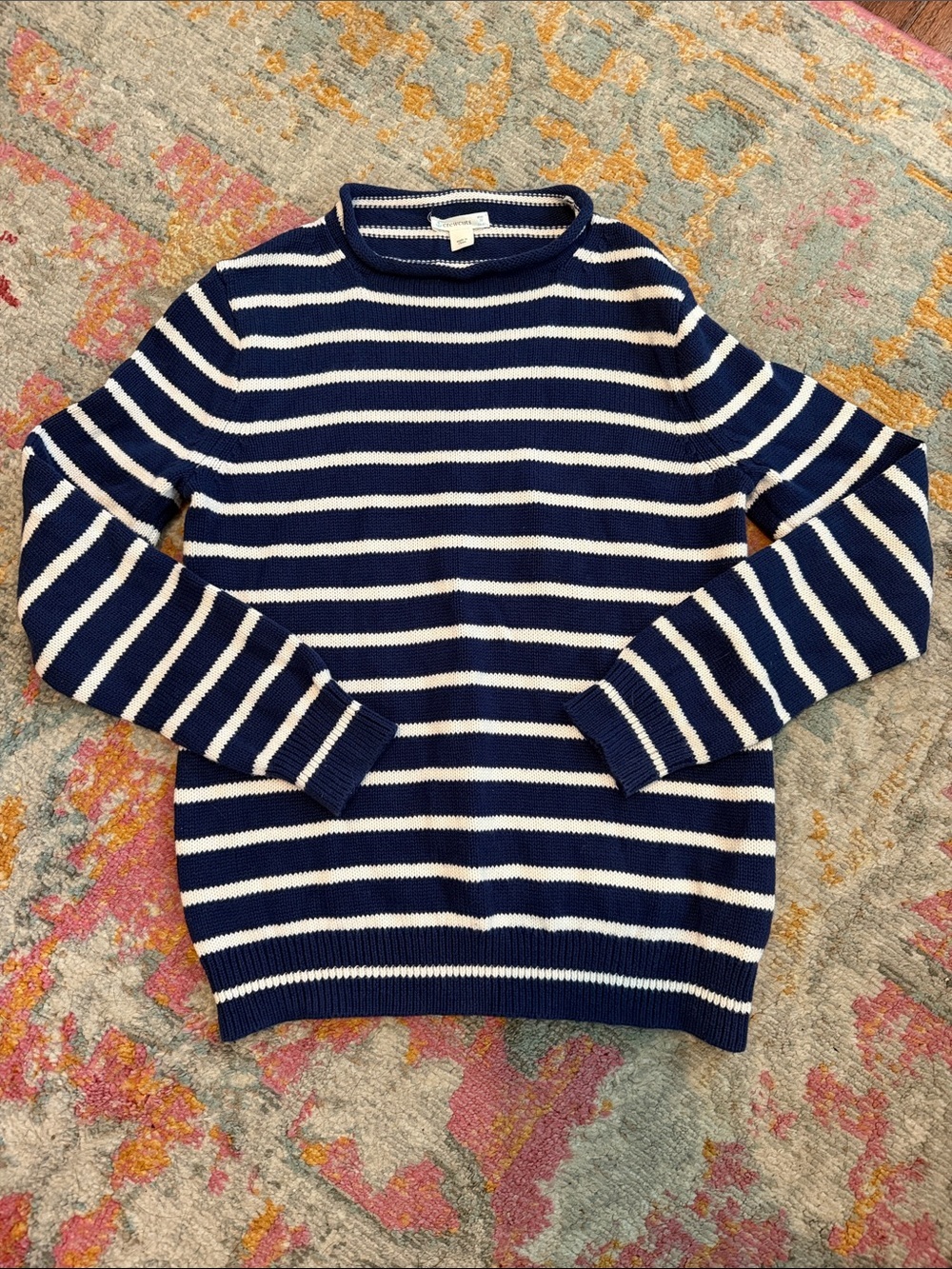 Crewcuts Navy and White Striped Knit Sweater EUC